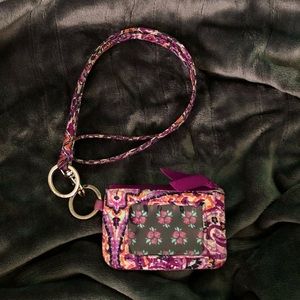 Vera Bradley zip wallet purse with lanyard